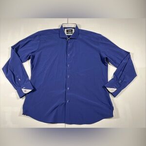 Maceoo Shirt Wall Street Performance Long Sleeve Button Up Navy Blue Men’s 6 XXL